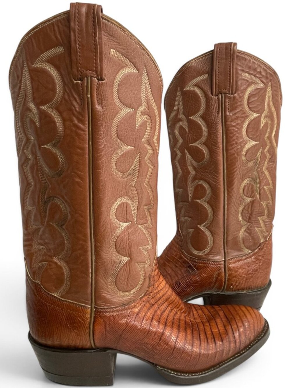 Tony Lama 8250 Teju Lizard Leather Western Vintage Cowboy USA Boots Men's 7 B